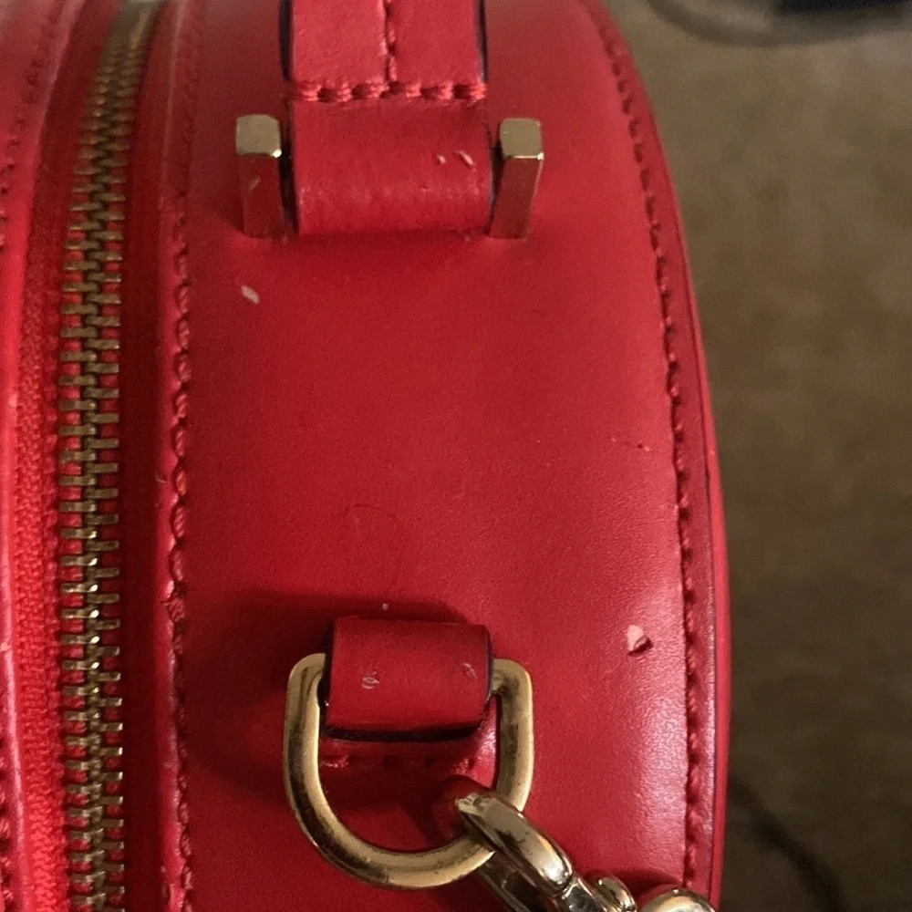 Rare Kate Spade leather handbag, w/ detachable strap, red, pink, hot pink